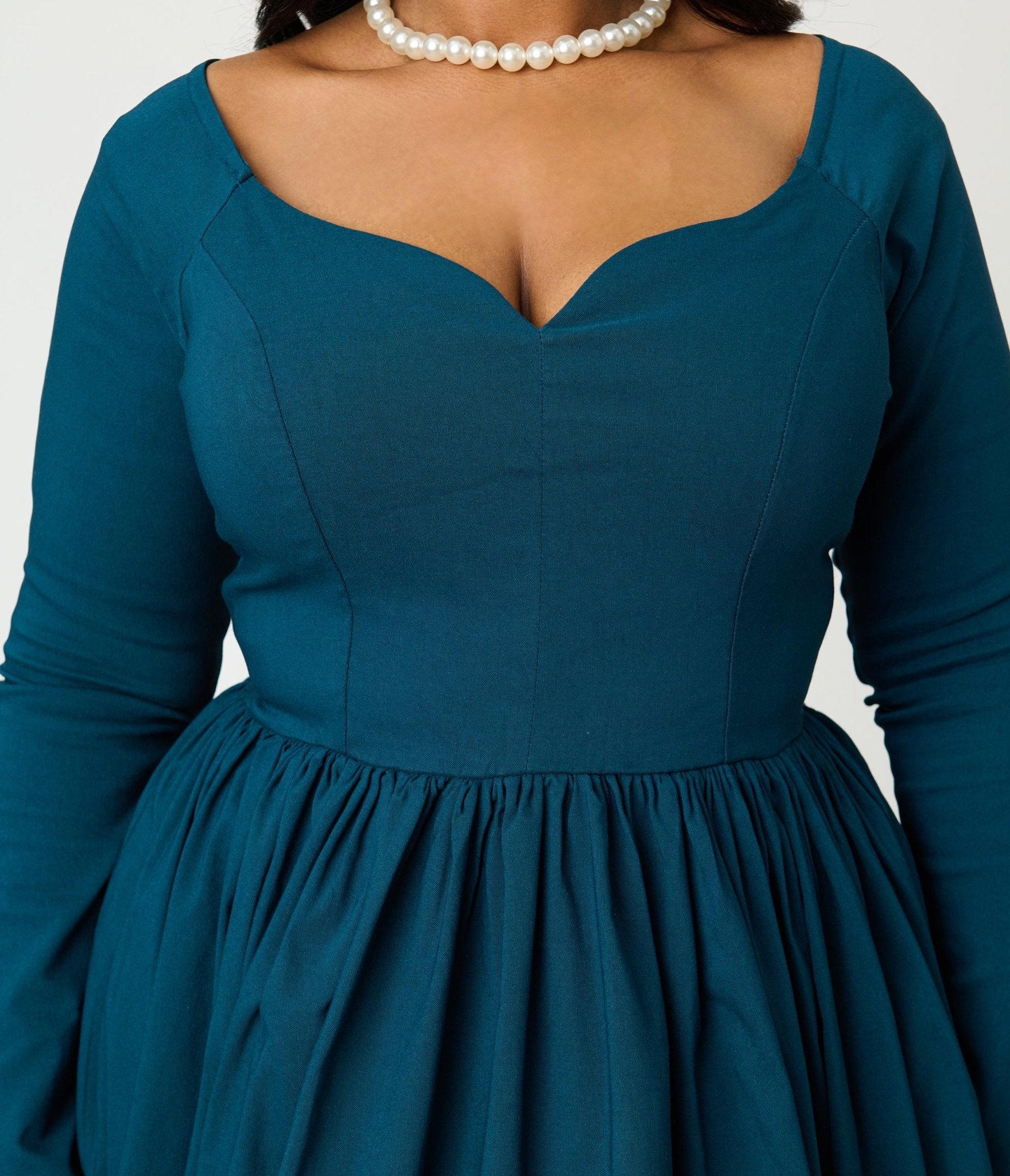Unique Vintage Plus Size 1950s Teal Sweetheart Swing Dress - Unique Vintage - Womens, DRESSES, SWING