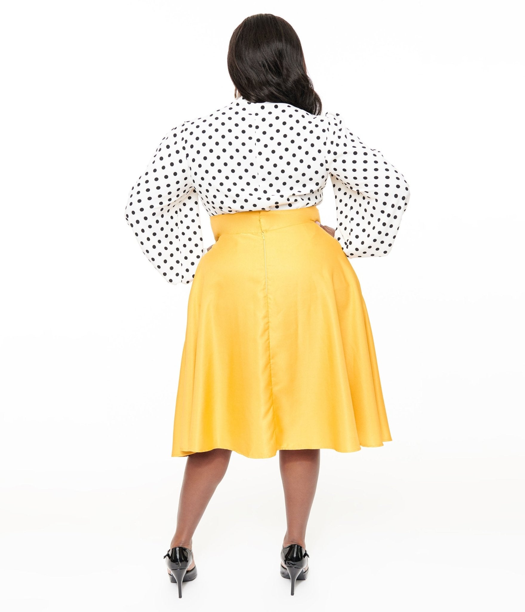 Unique Vintage Plus Size 1950s Yellow High Waist Vivien Swing Skirt - Unique Vintage - Womens, BOTTOMS, SKIRTS