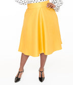 Unique Vintage Plus Size 1950s Yellow High Waist Vivien Swing Skirt - Unique Vintage - Womens, BOTTOMS, SKIRTS