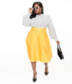 Unique Vintage Plus Size 1950s Yellow High Waist Vivien Swing Skirt - Unique Vintage - Womens, BOTTOMS, SKIRTS