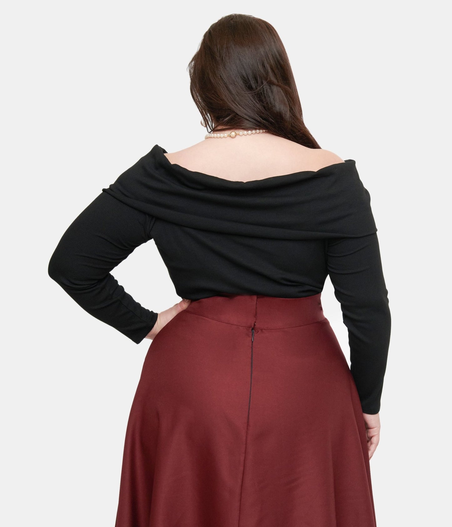 Unique Vintage Plus Size 1960s Black Folded Shoulder Knit Top - Unique Vintage - Womens, TOPS, KNIT TOPS