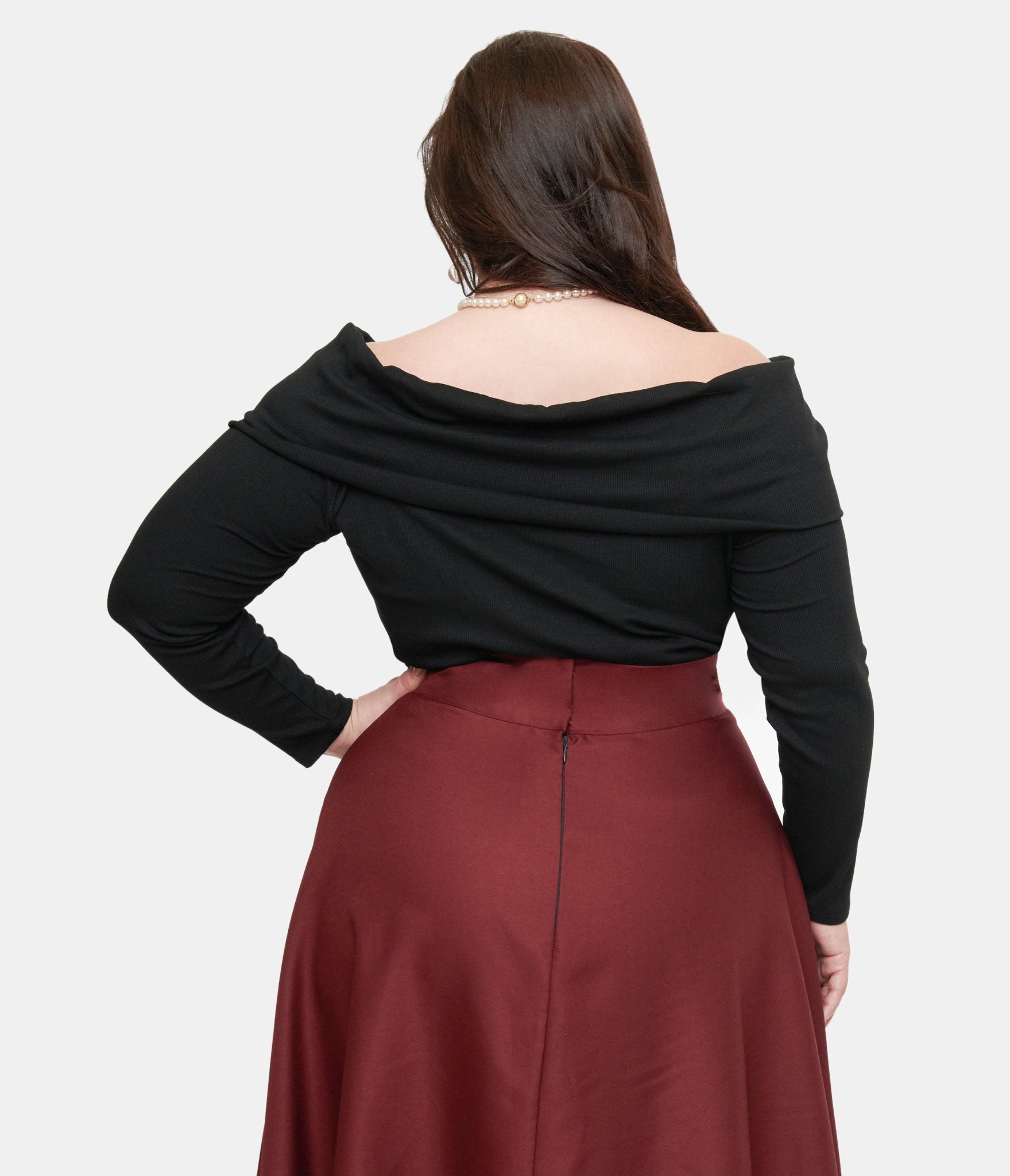 Unique Vintage Plus Size 1960s Black Folded Shoulder Knit Top - Unique Vintage - Womens, TOPS, KNIT TOPS