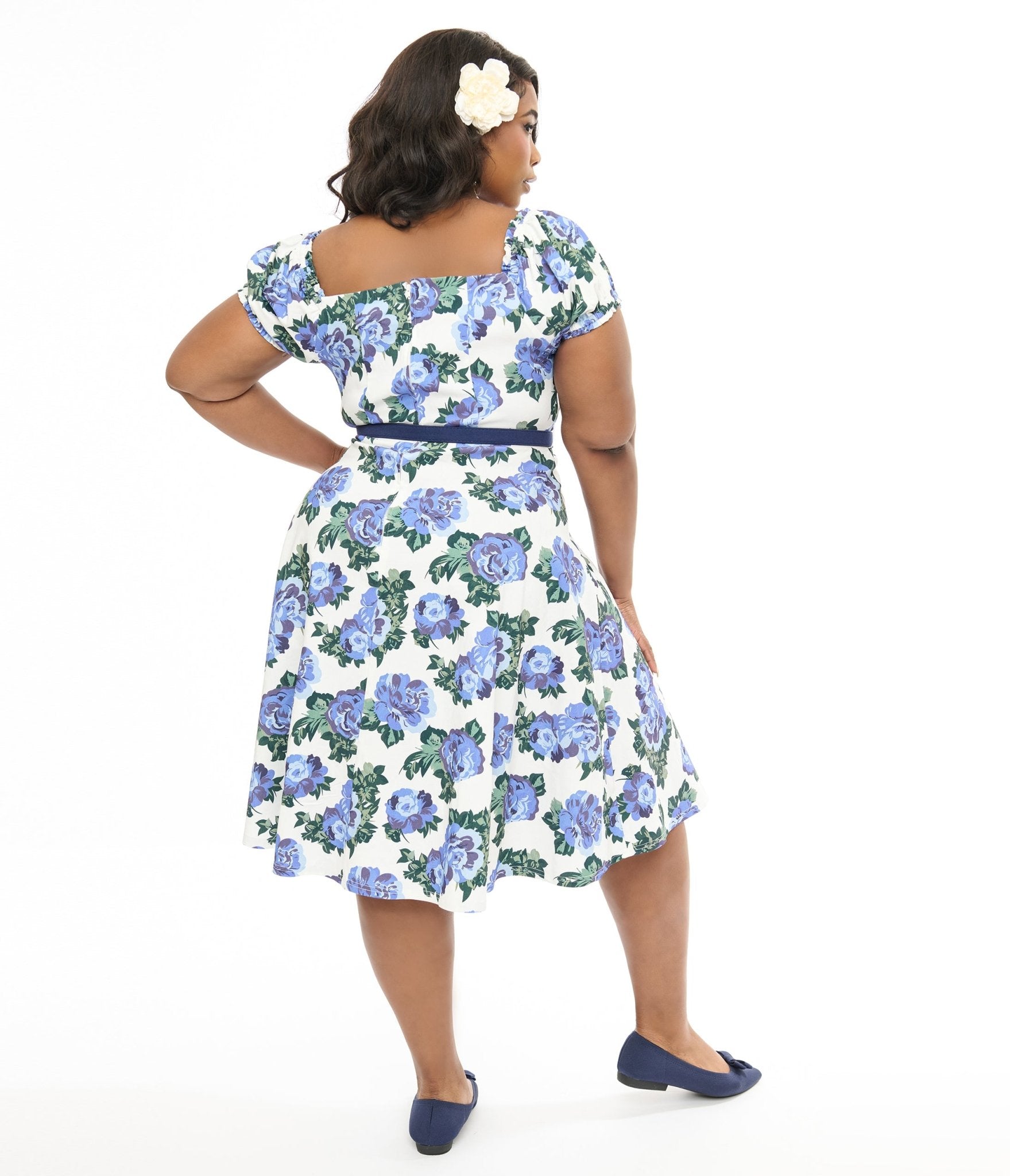 Unique Vintage Plus Size 1960s Blue Winter Ohara Swing Dress - Unique Vintage - Womens, DRESSES, SWING