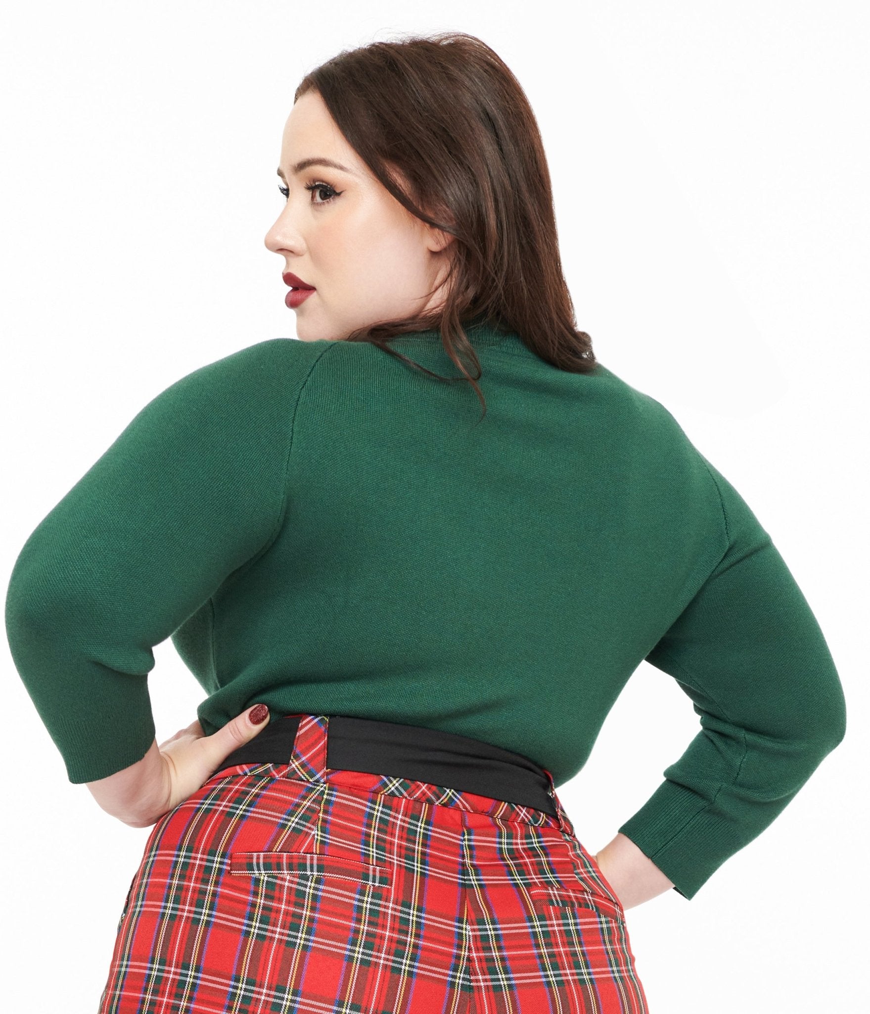 Unique Vintage Plus Size 1960s Forest Green & Cream Cat Lorelai Sweater - Unique Vintage - Womens, TOPS, SWEATERS
