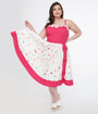 Unique Vintage Plus Size 1950s Hot Pink & White Butterfly Print Rye Swing Skirt