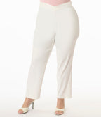 Unique Vintage Plus Size 1960s White Cigarette Pants - Unique Vintage - Womens, BOTTOMS, PANTS