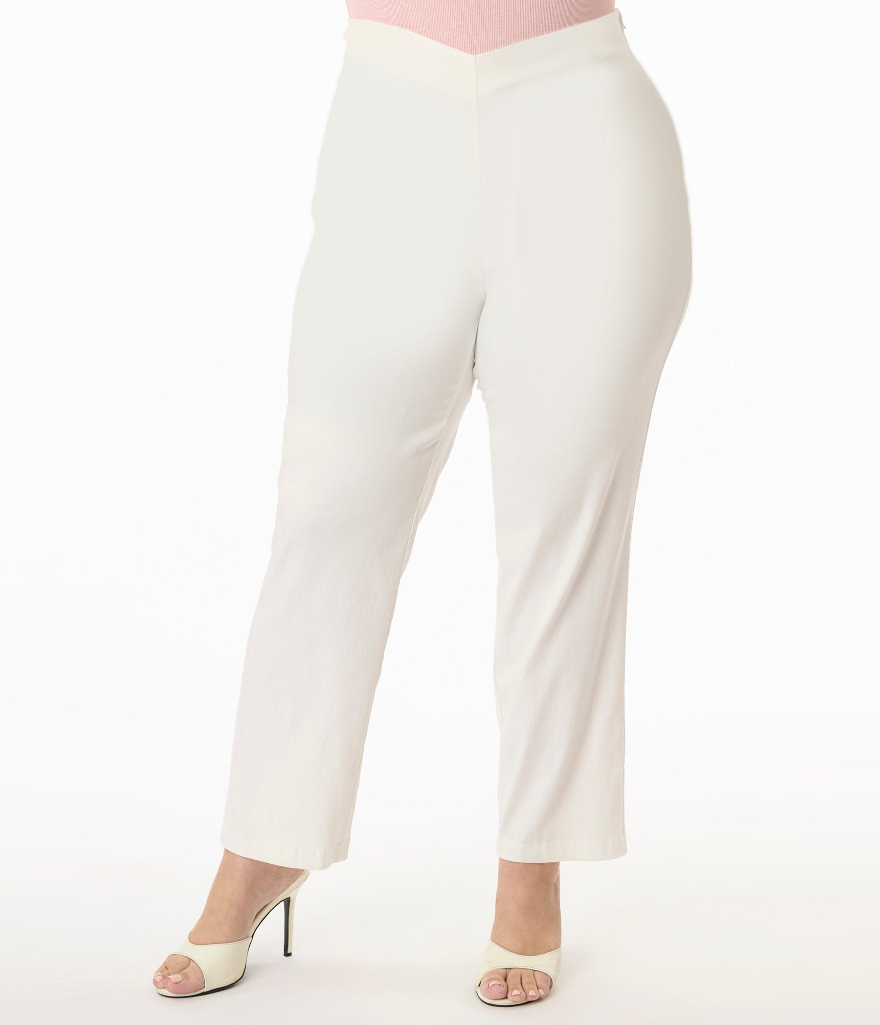 Unique Vintage Plus Size 1960s White Cigarette Pants - Unique Vintage - Womens, BOTTOMS, PANTS