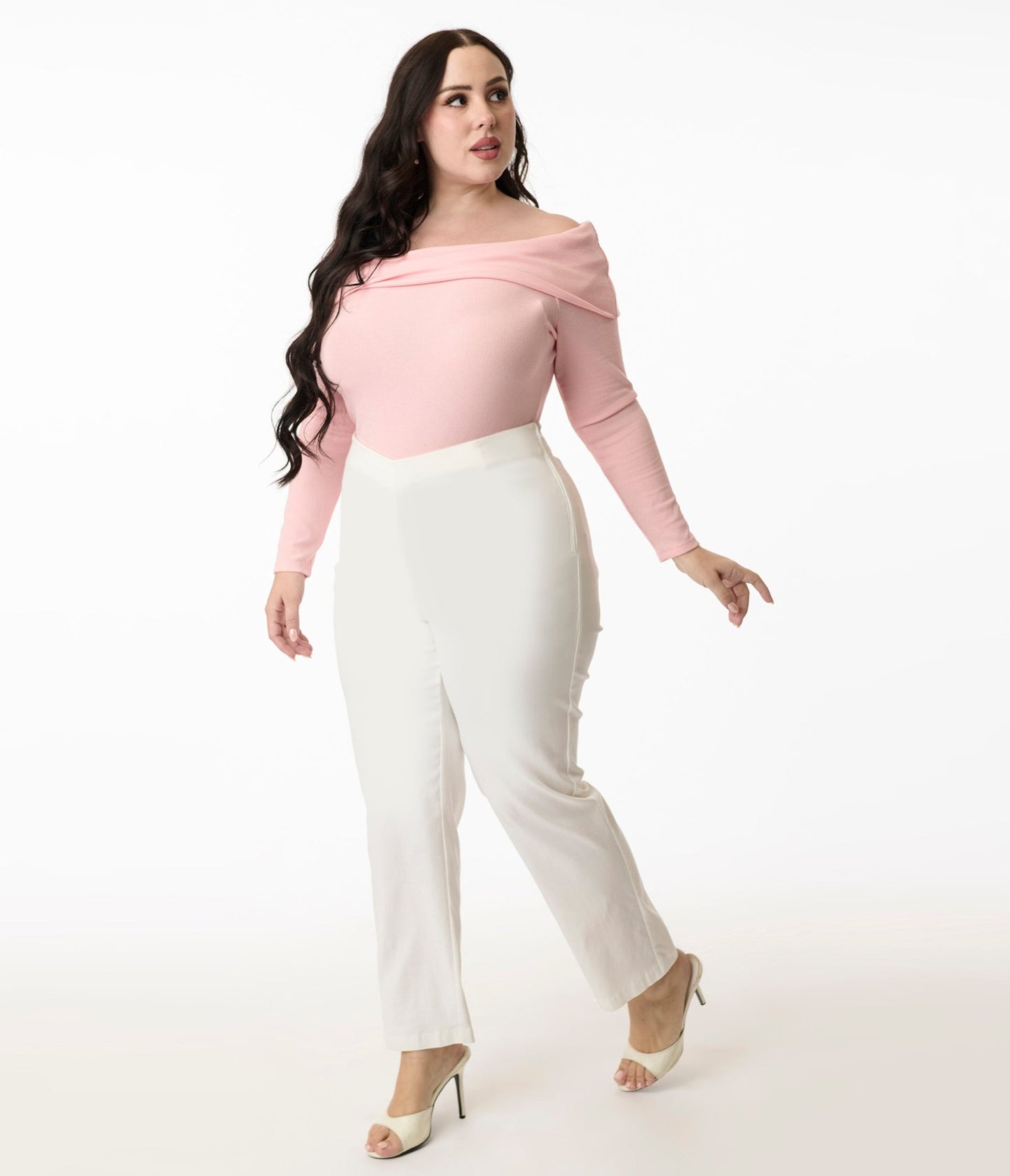 Unique Vintage Plus Size 1960s White Cigarette Pants - Unique Vintage - Womens, BOTTOMS, PANTS
