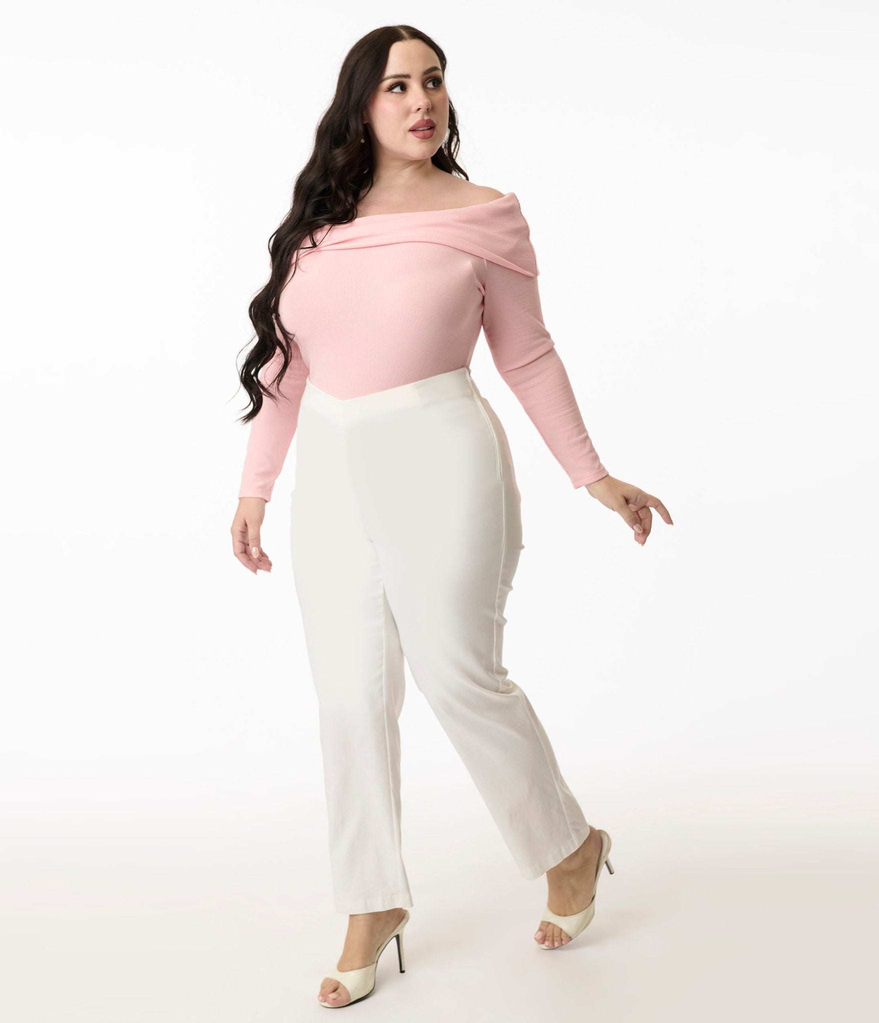Unique Vintage Plus Size 1960s White Cigarette Pants - Unique Vintage - Womens, BOTTOMS, PANTS