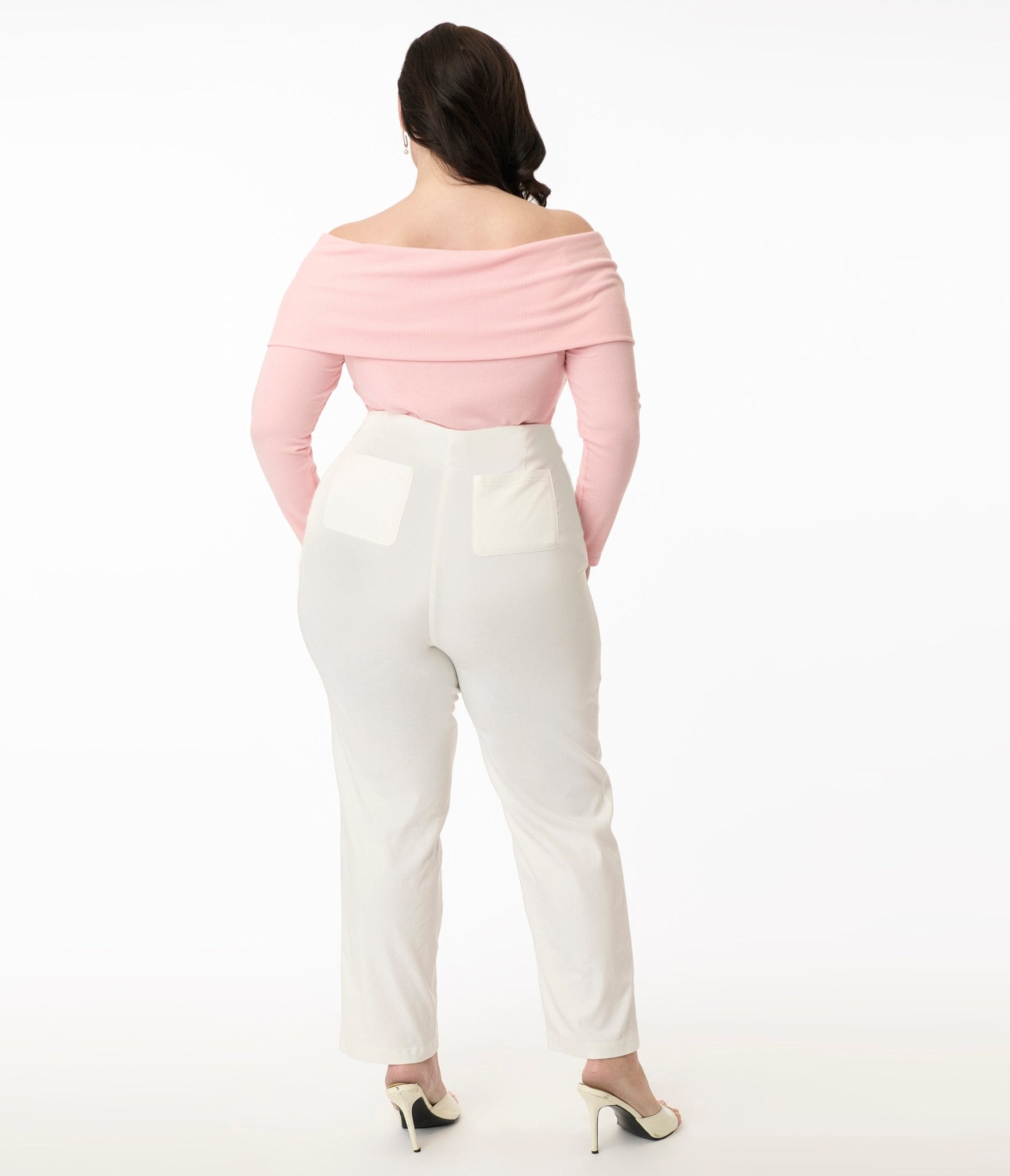 Unique Vintage Plus Size 1960s White Cigarette Pants - Unique Vintage - Womens, BOTTOMS, PANTS