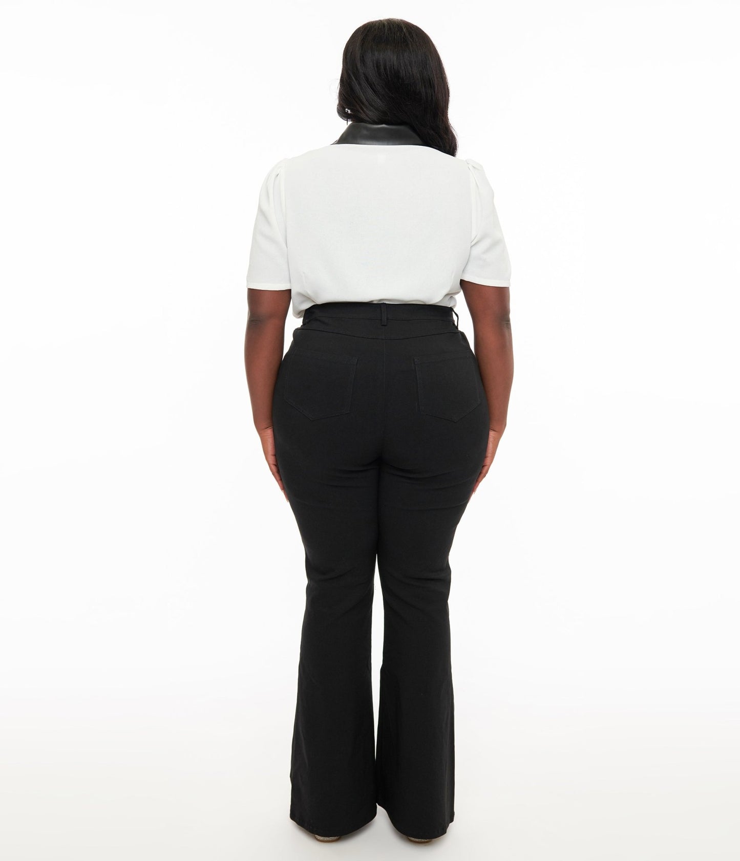 Unique Vintage Plus Size 1970s Black & Silver Bats Flare Pants - Unique Vintage - Womens, HALLOWEEN, BOTTOMS