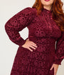 Unique Vintage Plus Size 1970s Burgundy Flocked Leota Swing Dress