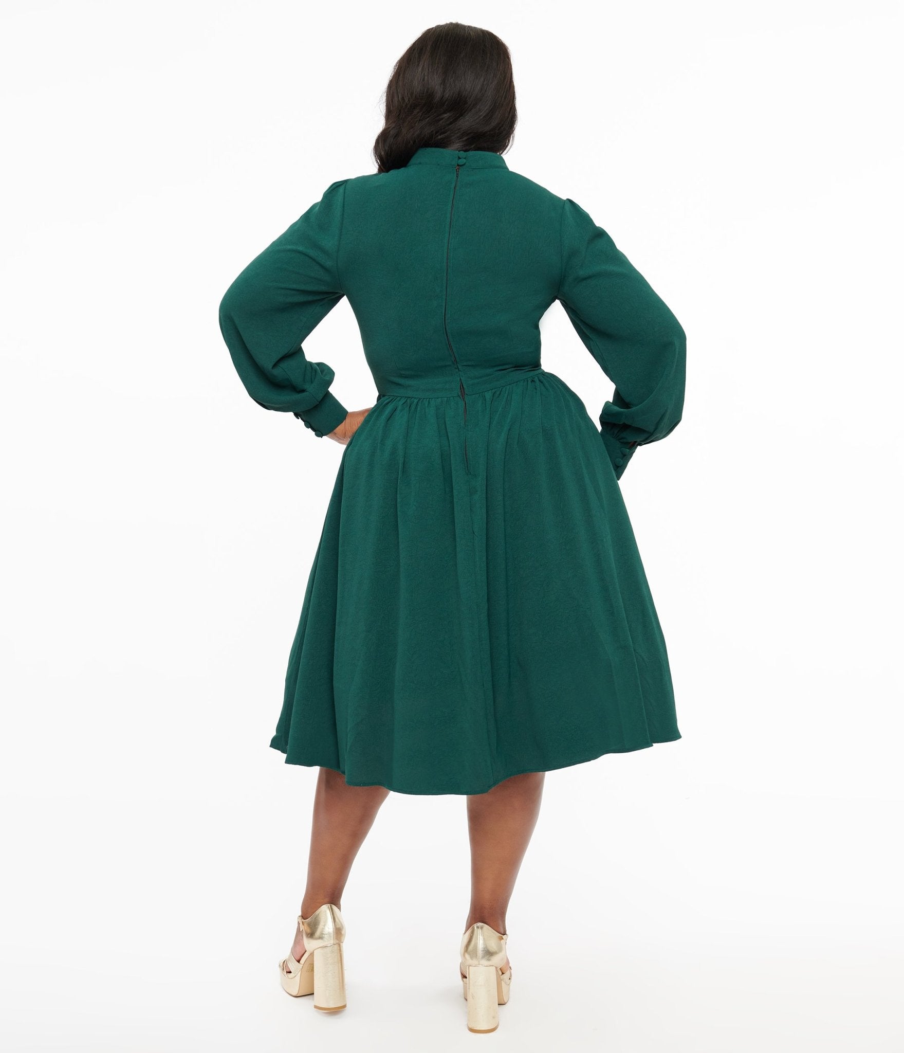 Unique Vintage Plus Size 1970s Hunter Green Keyhole Swing Dress - Unique Vintage - Womens, DRESSES, SWING