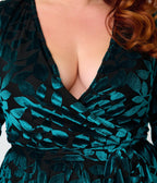 Unique Vintage Plus Size 1970s Teal Burnout Farrah Maxi Dress - Unique Vintage - Maxi Dresses