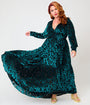 Unique Vintage Plus Size 1970s Teal Burnout Farrah Maxi Dress