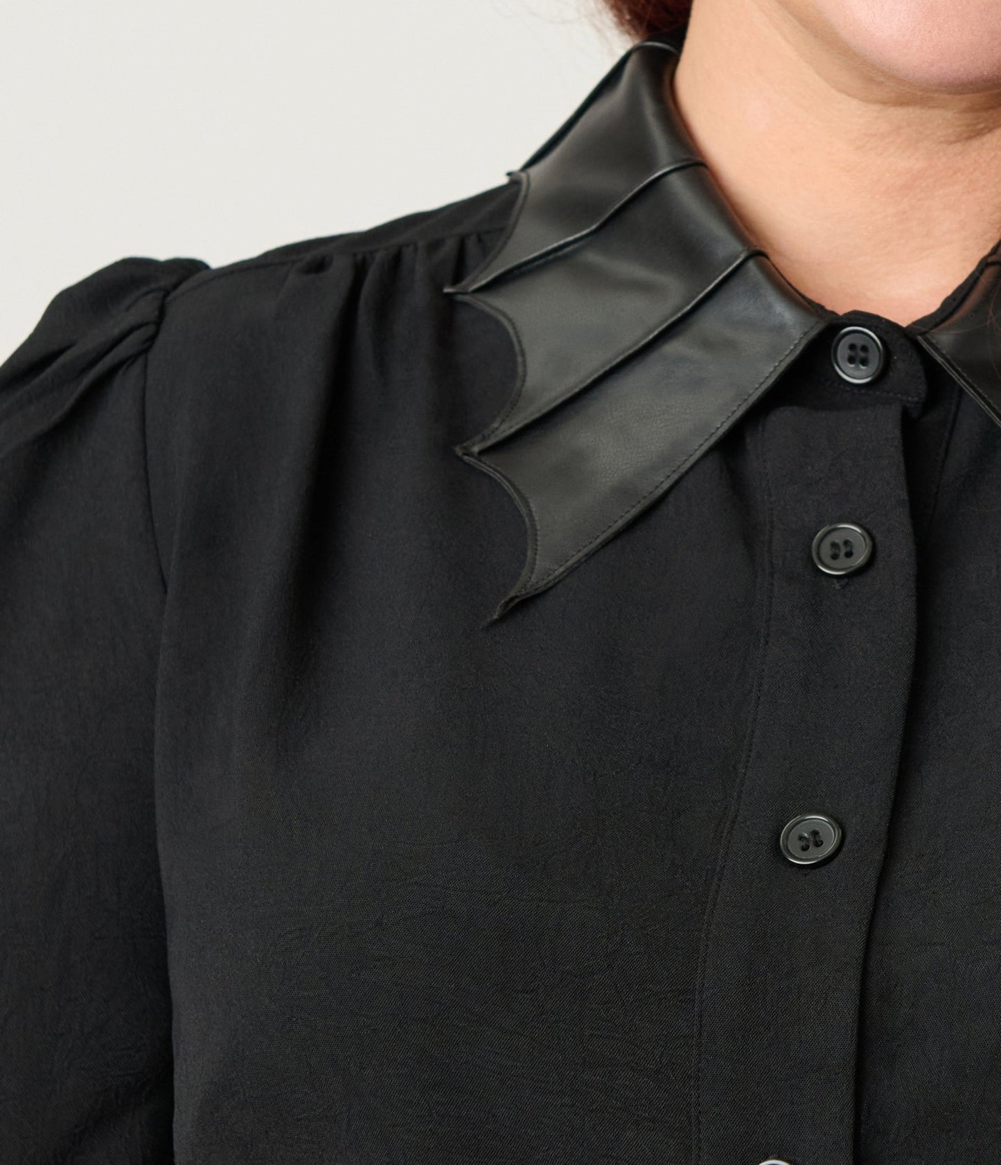 Unique Vintage Plus Size Black Bat Collar Blouse - Unique Vintage - Womens, TOPS, WOVEN TOPS