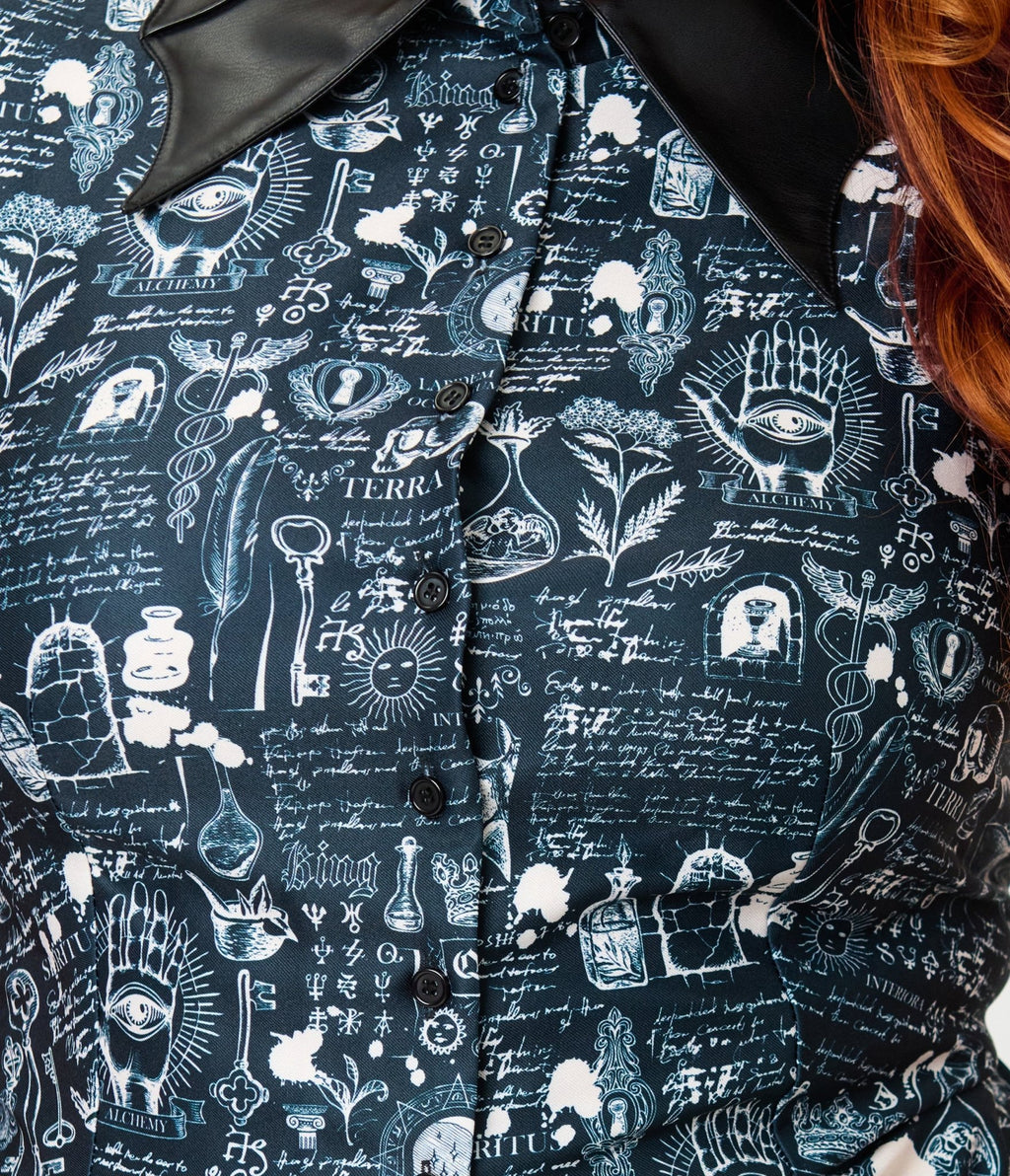 Unique Vintage Plus Size Black Bat Print & Bat Collar Darlene Swing Dress - Unique Vintage - Womens, DRESSES, SWING
