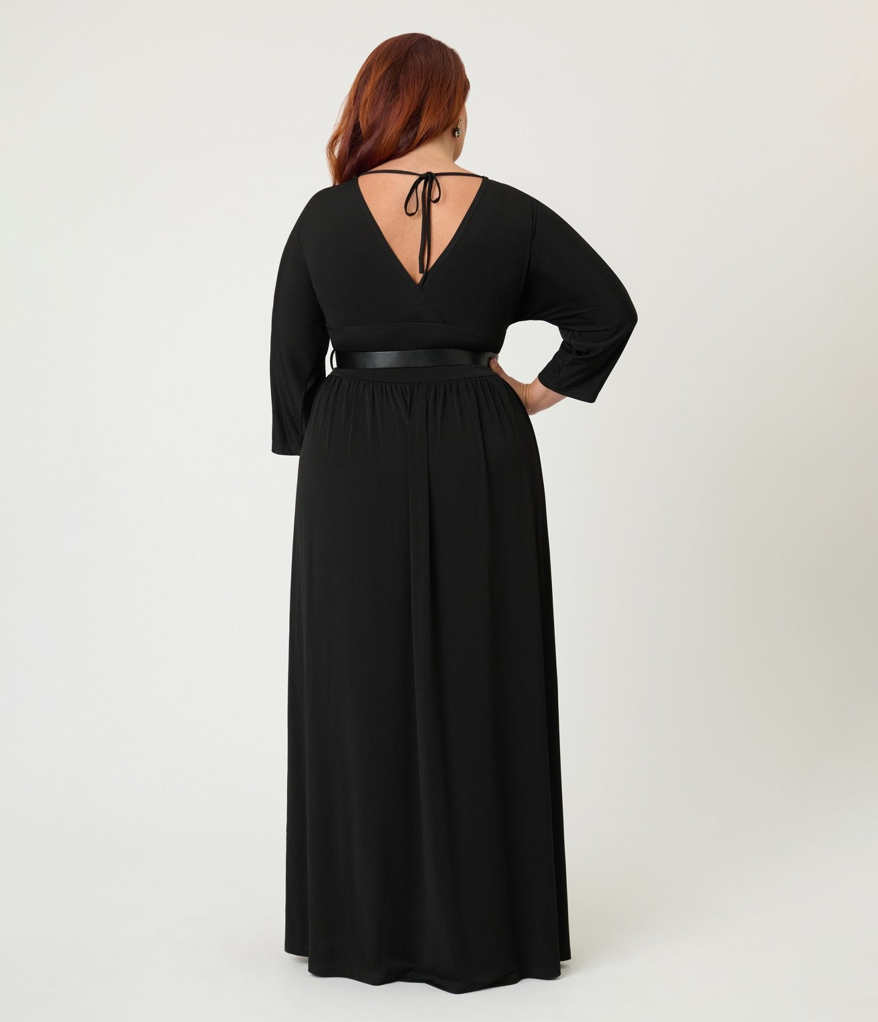 plus size black a line dress Karen Kane 3/4 Sleeve Dress, 3X, Neck Prom Dress Fast Delivery Plus Size Ruffle