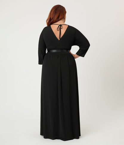 Unique Vintage Plus Size Black Batwing Sleeve Maxi Dress - Unique Vintage - Womens, DRESSES, MAXI