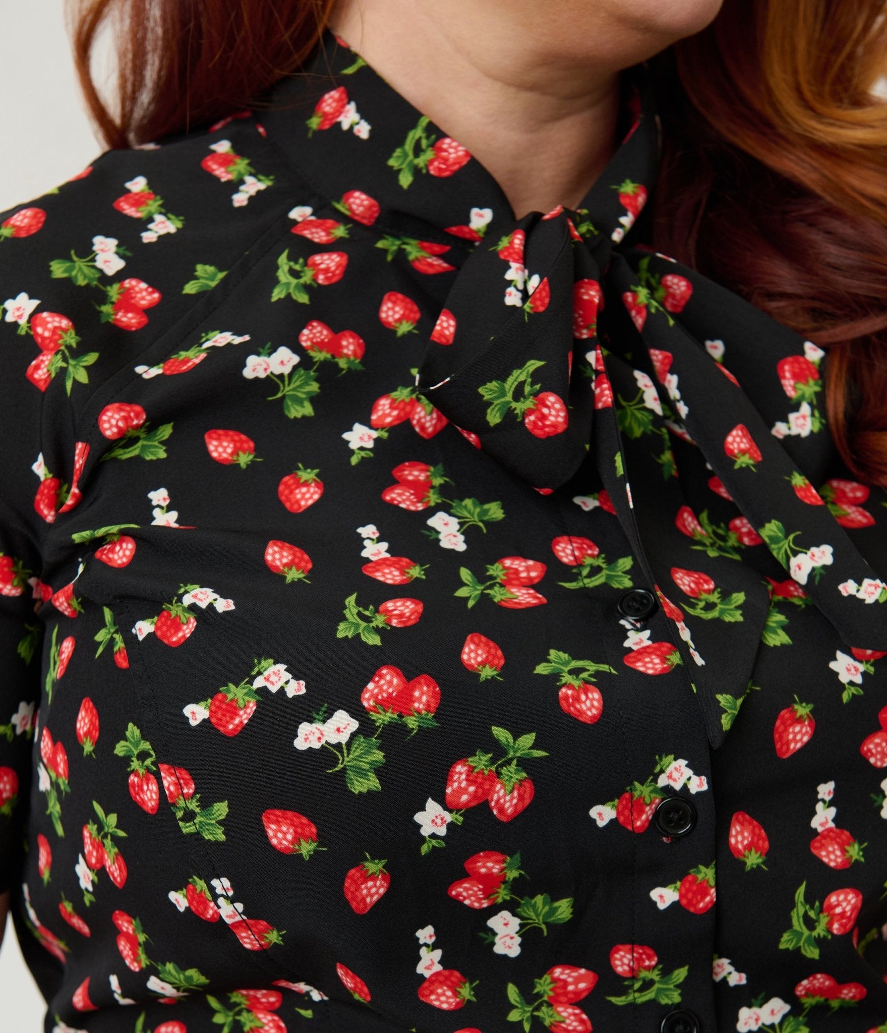 Unique Vintage Plus Size Black & Berries Print Chita Blouse - Unique Vintage - Womens, TOPS, WOVEN TOPS