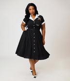 Unique Vintage Plus Size Black Cat Embroidered Alexis Swing Dress - Unique Vintage - Womens, DRESSES, SWING