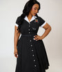Unique Vintage Plus Size Black Cat Embroidered Alexis Swing Dress