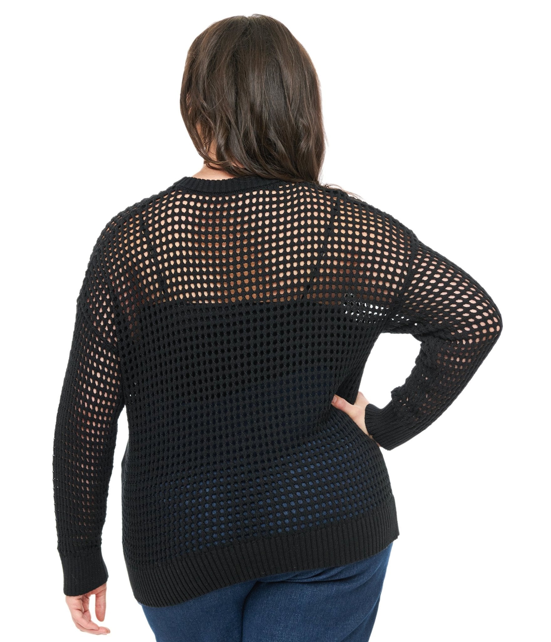 Unique Vintage Plus Size Black Cat Open Weave Cotton Sweater - Unique Vintage - Womens, TOPS, SWEATERS