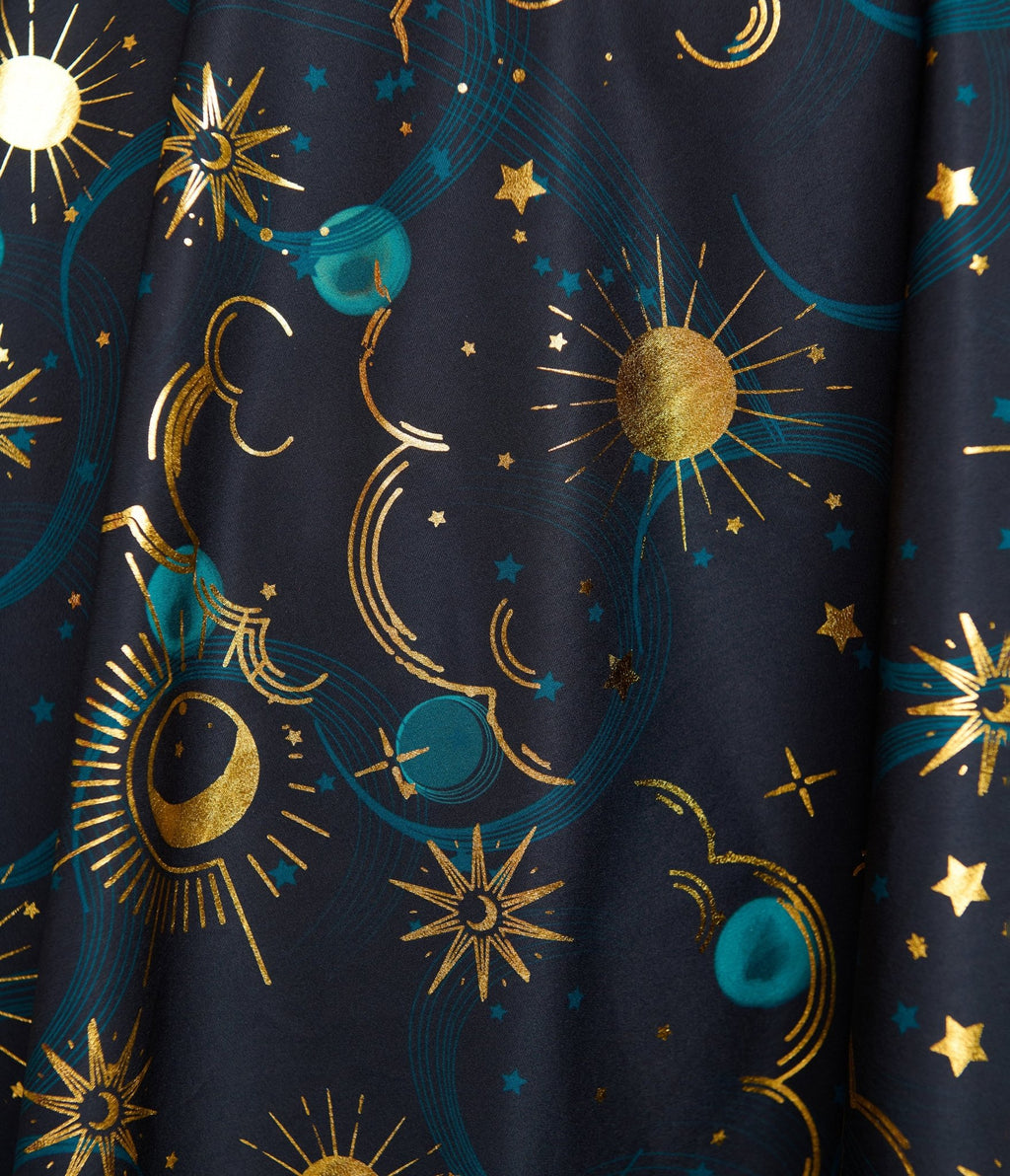 Unique Vintage Plus Size Black Celestial Print Swing Dress - Unique Vintage - Womens, DRESSES, SWING