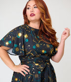 Unique Vintage Plus Size Black Celestial Print Swing Dress - Unique Vintage - Womens, DRESSES, SWING