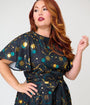Unique Vintage Plus Size Black Celestial Print Swing Dress