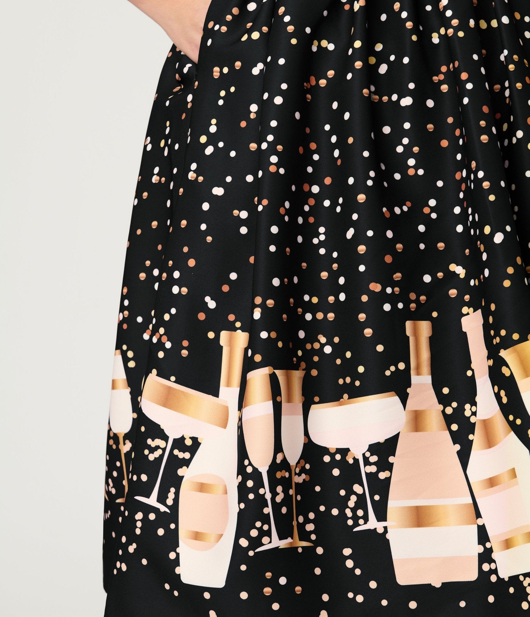Unique Vintage Plus Size Black Champagne Celebration Swing Dress - Unique Vintage - Womens, DRESSES, SWING