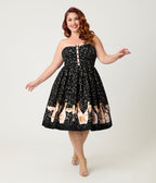 Unique Vintage Plus Size Black Champagne Celebration Swing Dress - Unique Vintage - Womens, DRESSES, SWING