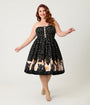Unique Vintage Plus Size Black Champagne Celebration Swing Dress