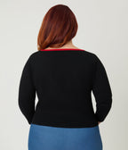 Unique Vintage Plus Size Black & Cherries Cardigan - Unique Vintage - Womens, TOPS, SWEATERS