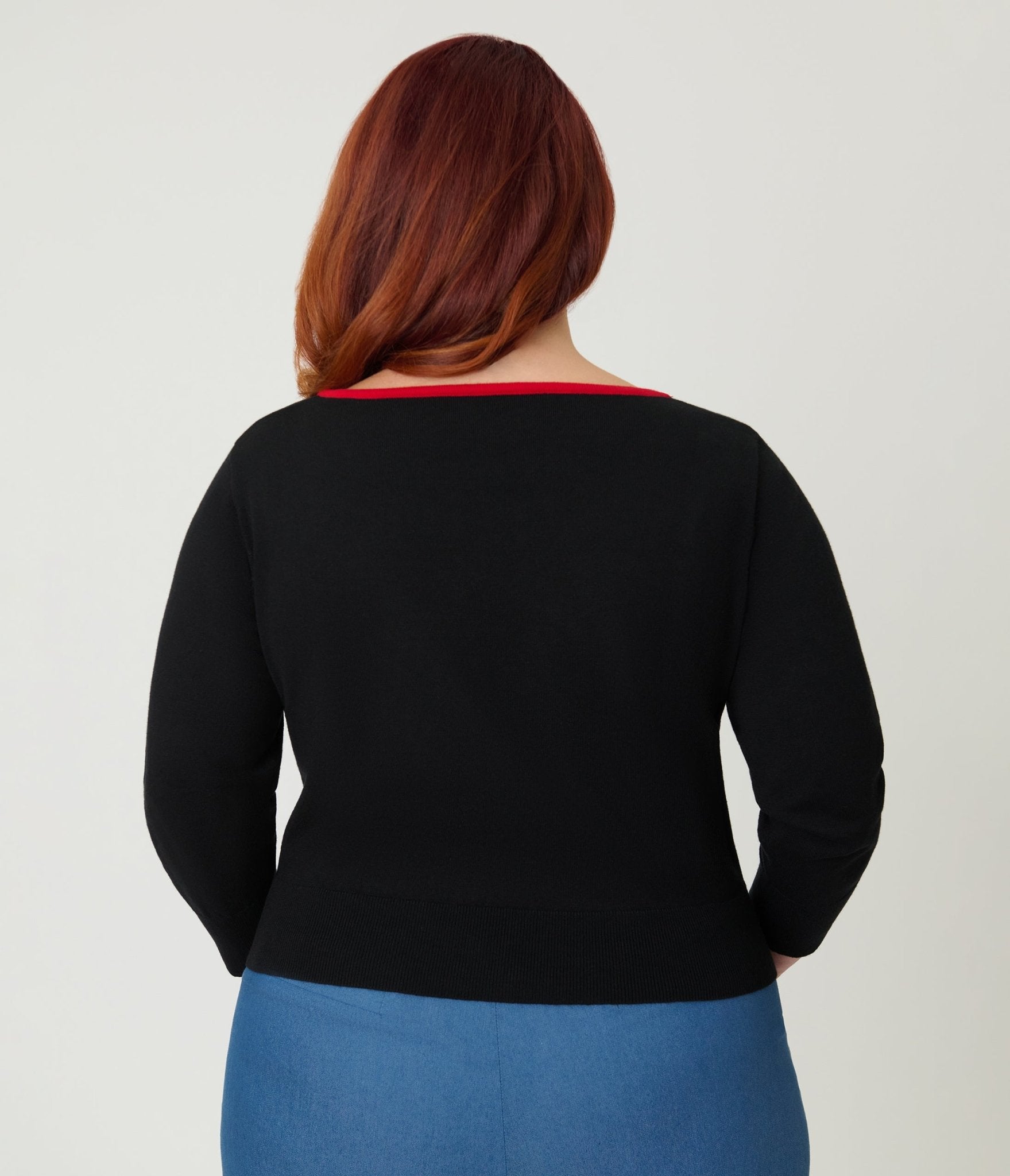 Unique Vintage Plus Size Black & Cherries Cardigan - Unique Vintage - Womens, TOPS, SWEATERS