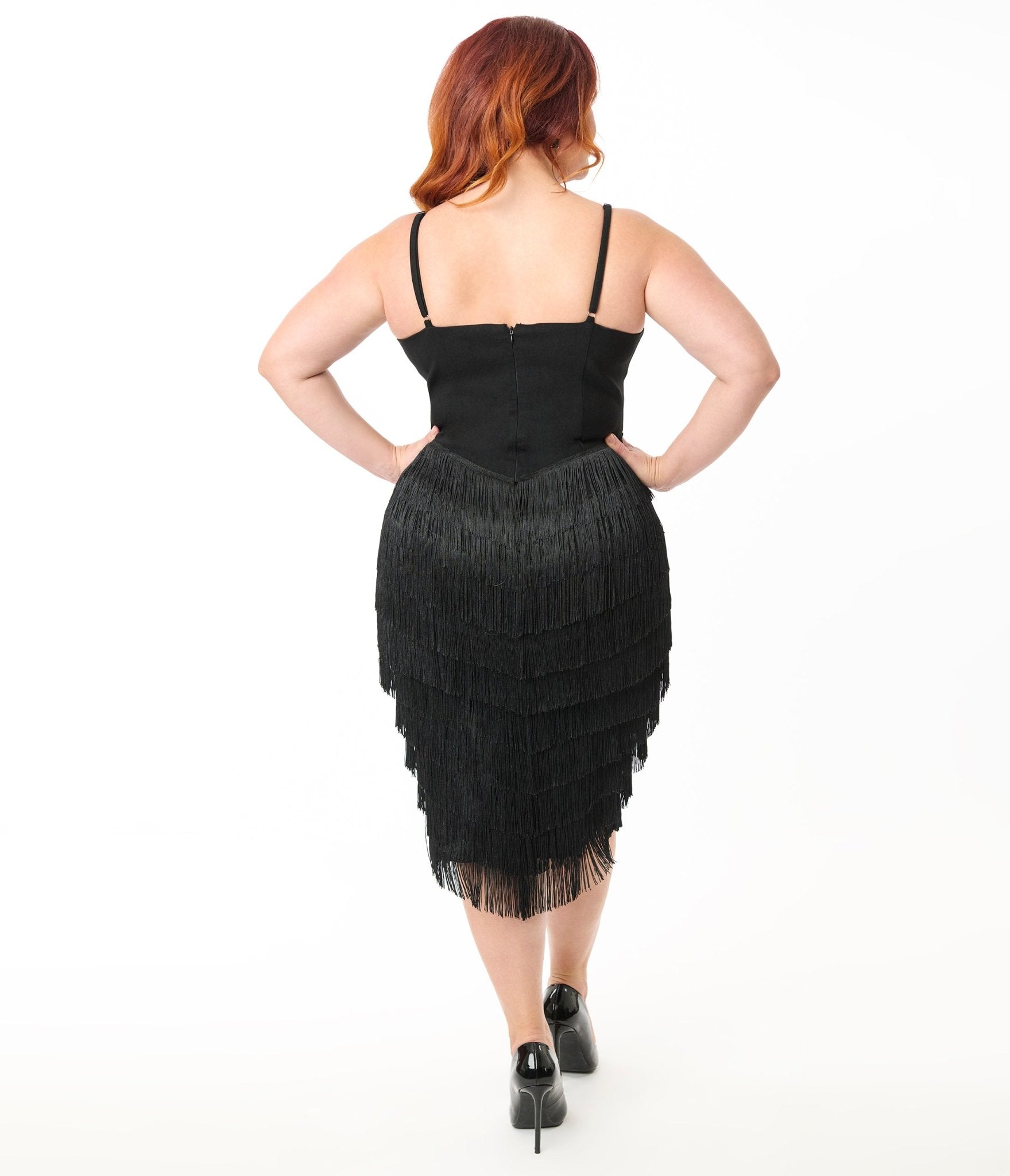 Unique Vintage Plus Size Black Chevron Fringe Pencil Dress - Unique Vintage - Womens, DRESSES, WIGGLE
