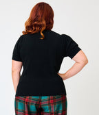 Unique Vintage Plus Size Black Christmas Embroidered Sweater - Unique Vintage -