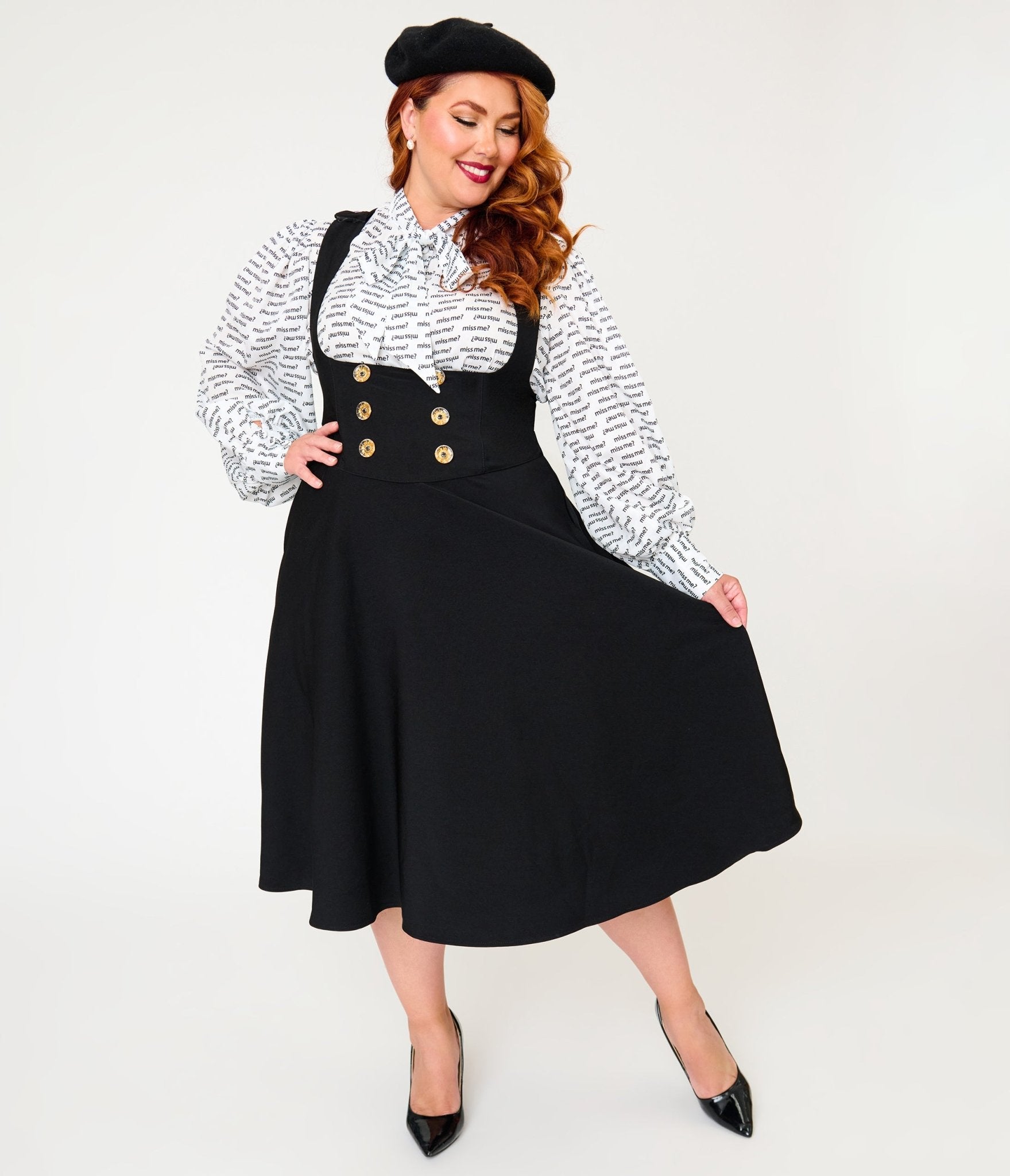 Unique Vintage Plus Size Black Corset Pinafore Skirt - Unique Vintage - Womens, BOTTOMS, SKIRTS