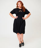 Unique Vintage Plus Size Black Crescent Moon Cutout Flare Dress - Unique Vintage - Womens, DRESSES, FIT AND FLARE