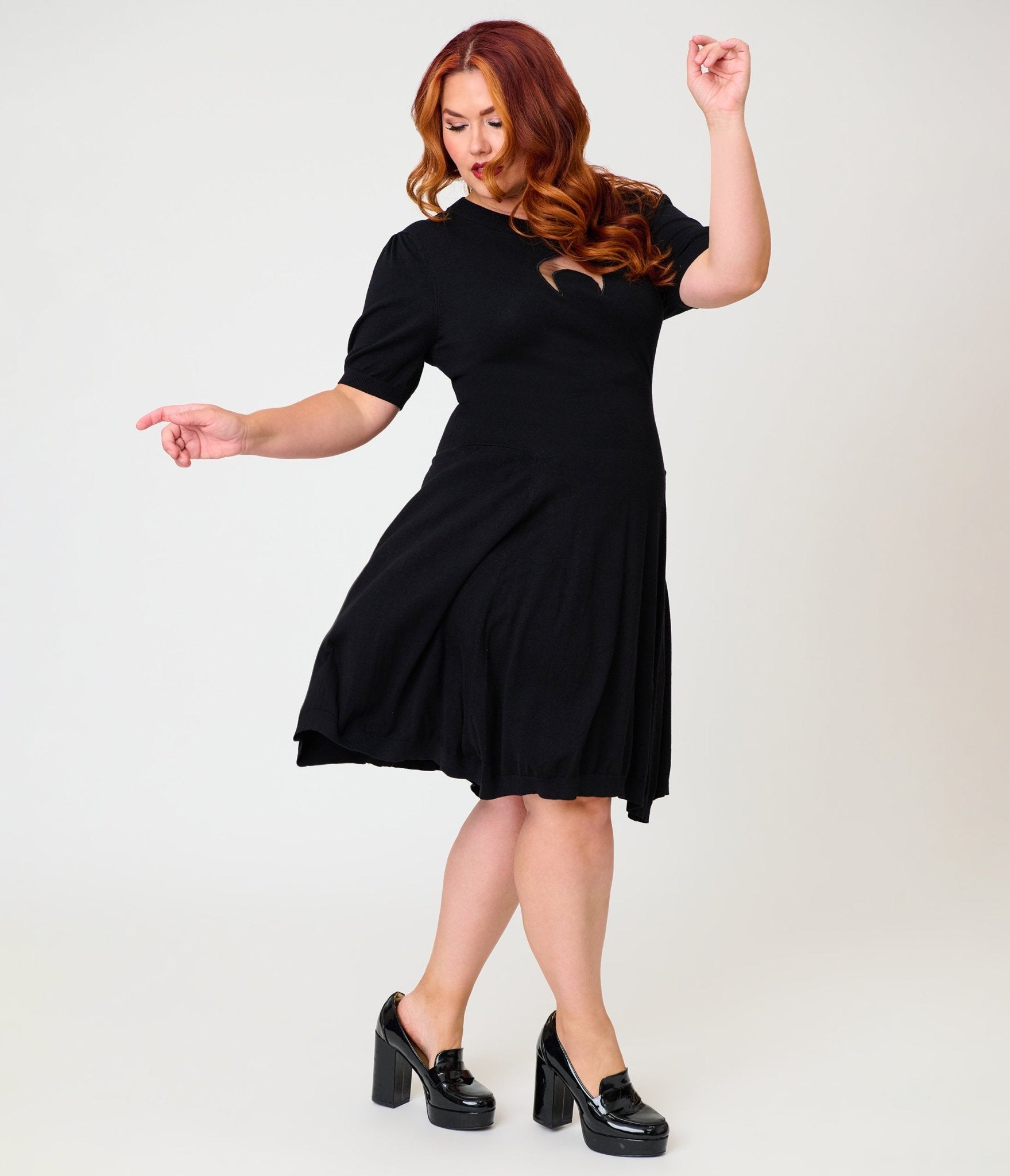 Unique Vintage Plus Size Black Crescent Moon Cutout Flare Dress - Unique Vintage - Womens, DRESSES, FIT AND FLARE