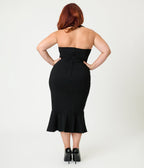 Unique Vintage Plus Size Black Criss Cross Halter Pencil Dress - Unique Vintage - Womens, DRESSES, WIGGLE