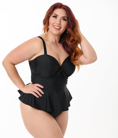 Unique Vintage Plus Size Black Daphne Swim Bottom - Unique Vintage - Womens, SWIM, BOTTOM