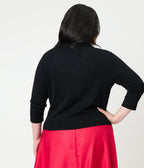 Unique Vintage Plus Size Black Diamond Knit Cardigan - Unique Vintage - Womens, TOPS, SWEATERS
