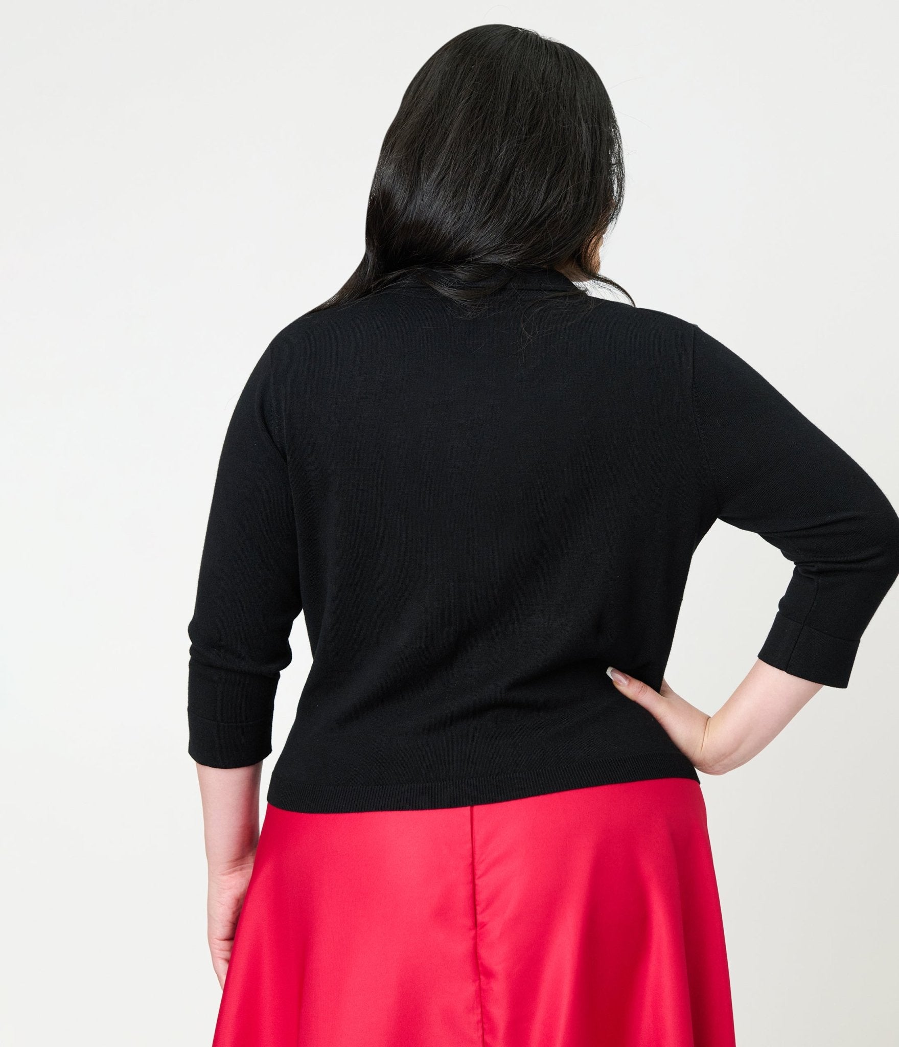 Unique Vintage Plus Size Black Diamond Knit Cardigan - Unique Vintage - Womens, TOPS, SWEATERS