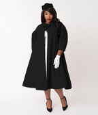 Unique Vintage Plus Size Black Flare Swing Coat - Unique Vintage - Womens, TOPS, OUTERWEAR