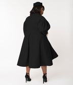 Unique Vintage Plus Size Black Flare Swing Coat - Unique Vintage - Womens, TOPS, OUTERWEAR