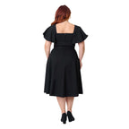 Unique Vintage Plus Size Black Flutter Sleeve Swing Dress - Unique Vintage - Womens, DRESSES, SWING