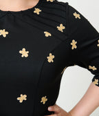 Unique Vintage Plus Size Black Gingerbread Man Print Stephanie Fit & Flare Dress - Unique Vintage - Womens, DRESSES, FIT AND FLARE