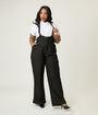 Unique Vintage Plus Size Black & Gold Pinstripe Thelma Suspender Pants