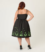 Unique Vintage Plus Size Black & Green Jack - O - Lantern Cutout Swing Dress - Unique Vintage - Womens, DRESSES, SWING